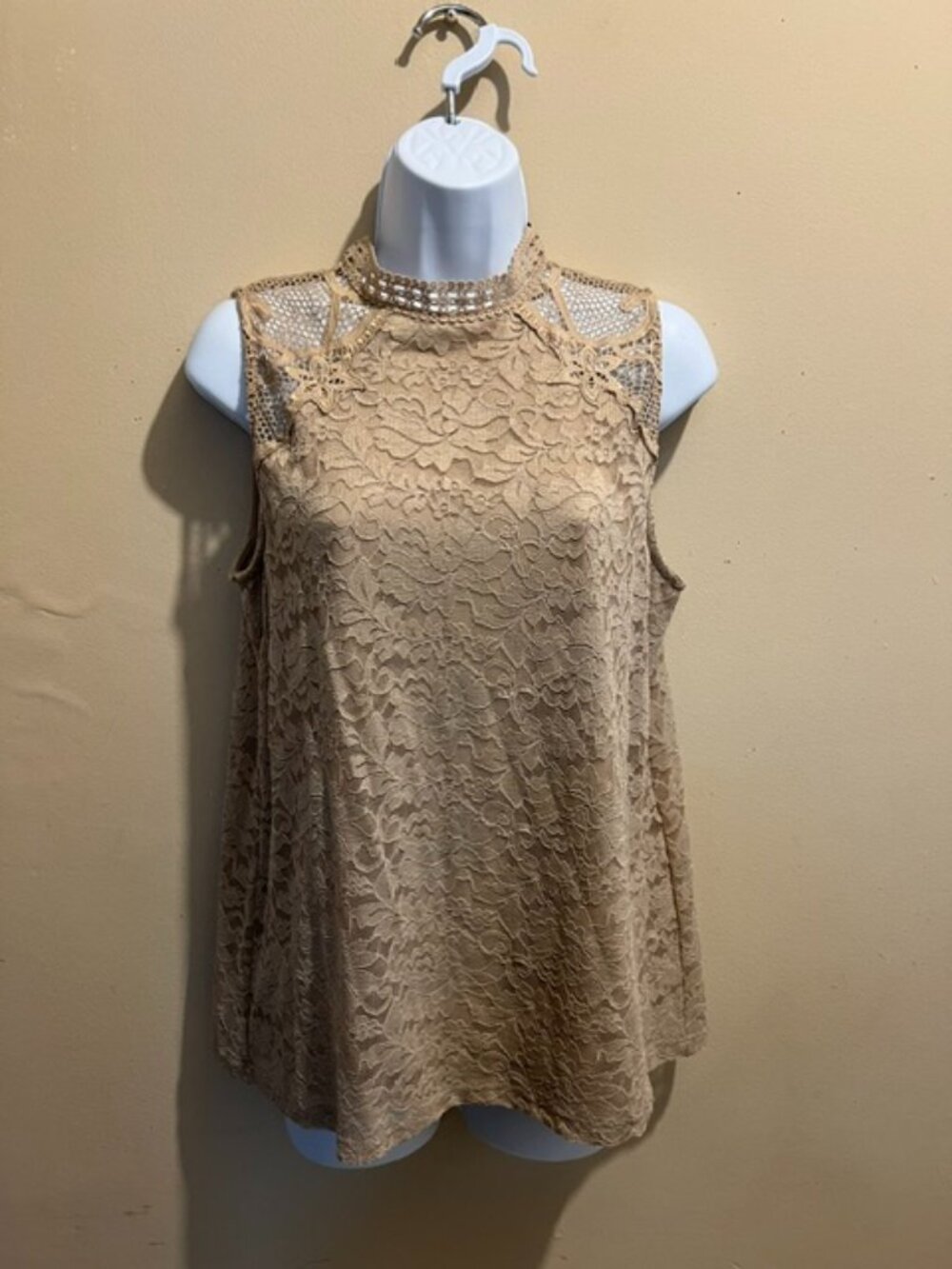 New, Womens top, beige lace, sleeveless